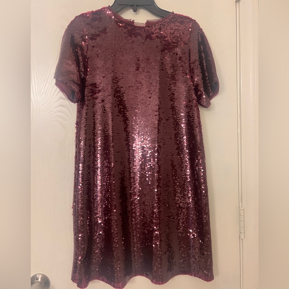 Zara Burgundy Sequin Kids Dress
